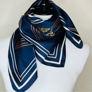 Equestrian western print 100% silk scarf twilly head wrap NWT